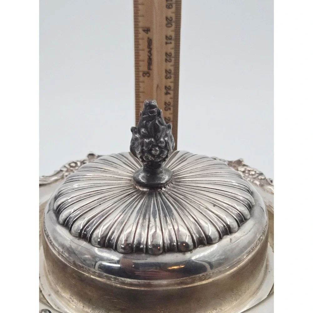 Continental Silver Co Silver Plated Footed Butter Dish - Glass Insert -Domed Lid